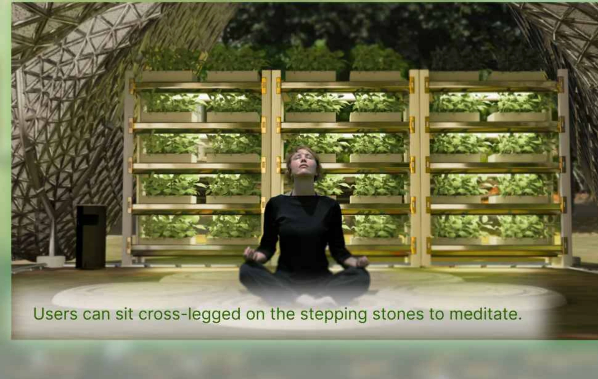 Proposed seated-use scene within the planted space.